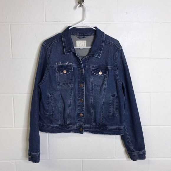 A New Day Womens Denim Jean Jacket "Hello Sunshine" Target 2017 Size Large - Picture 14 of 15
